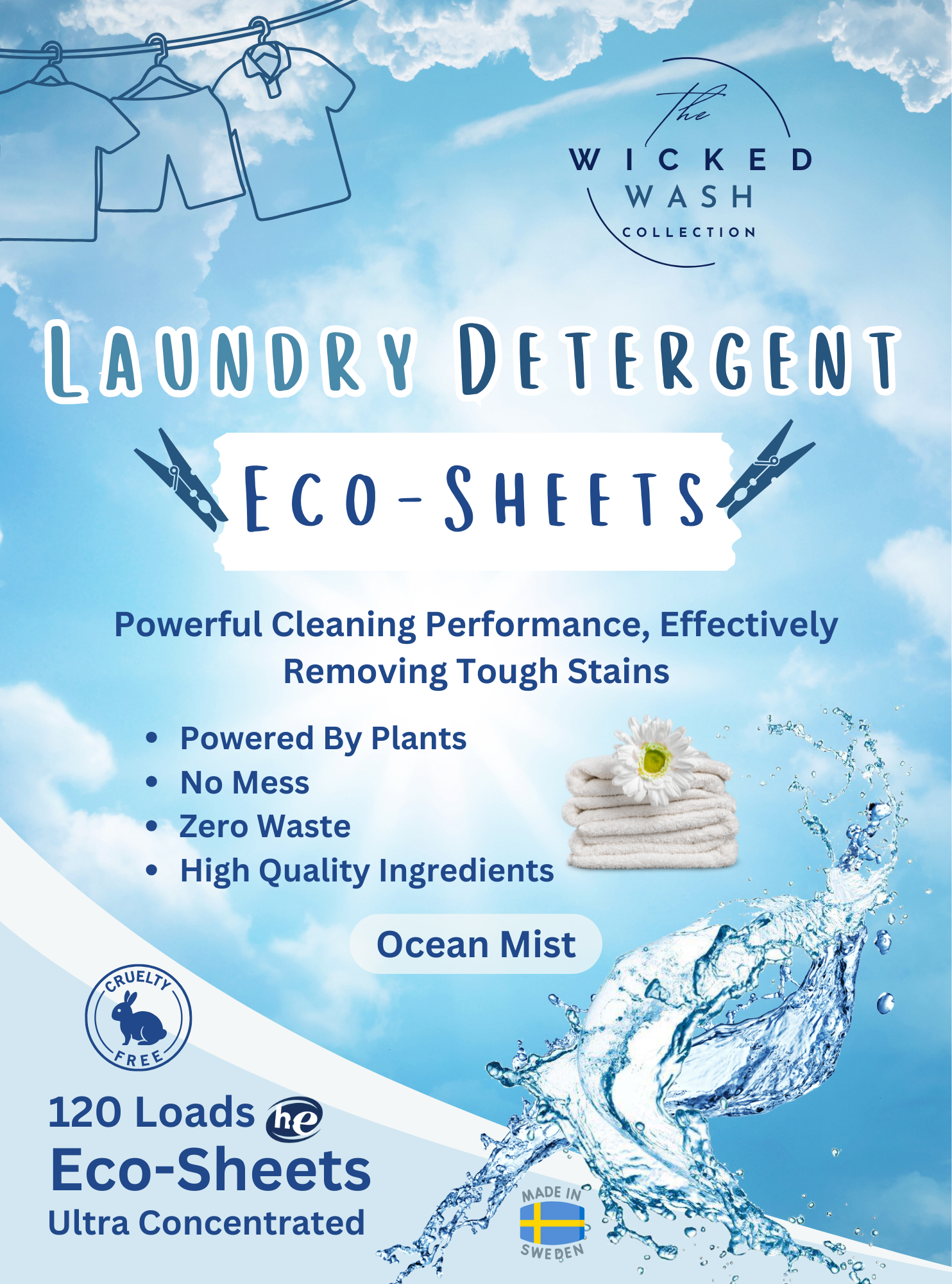 Wicked Wash Laundry Detergent Sheets Package